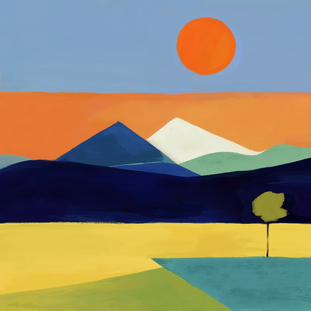 Orange Sun Mountain View by CATS AND DOTZ — canvas wall art