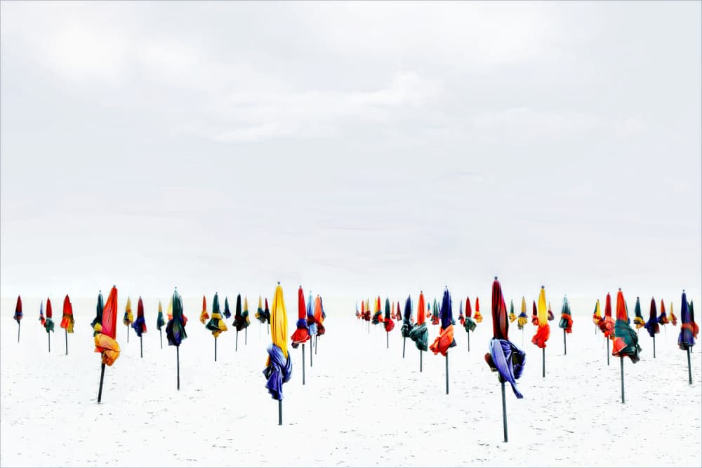 Colorful Beach Umbrellas by Gilbert Claes — canvas wall art