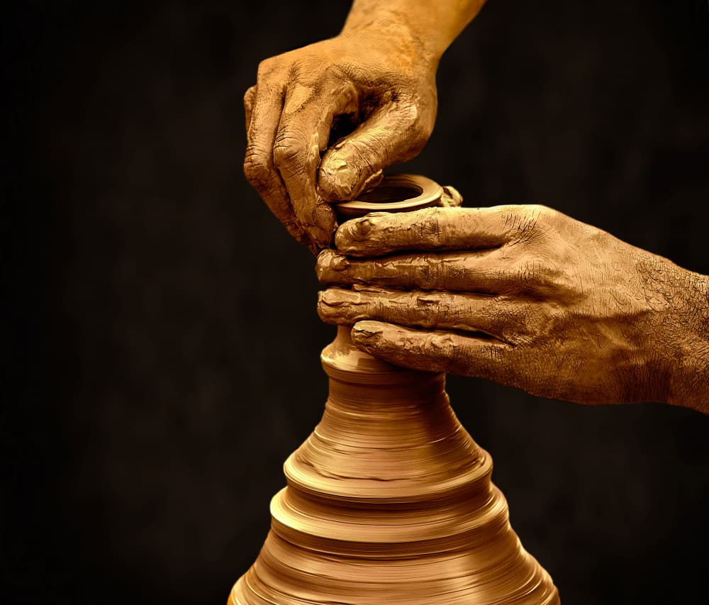 Artisan Hands Shaping Clay by Sayyed Nayyer Reza — canvas wall art