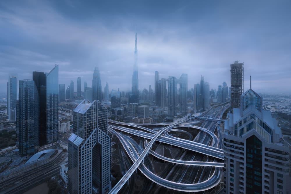 Dubai Blue Hour Skyline by Leah Xu — canvas wall art