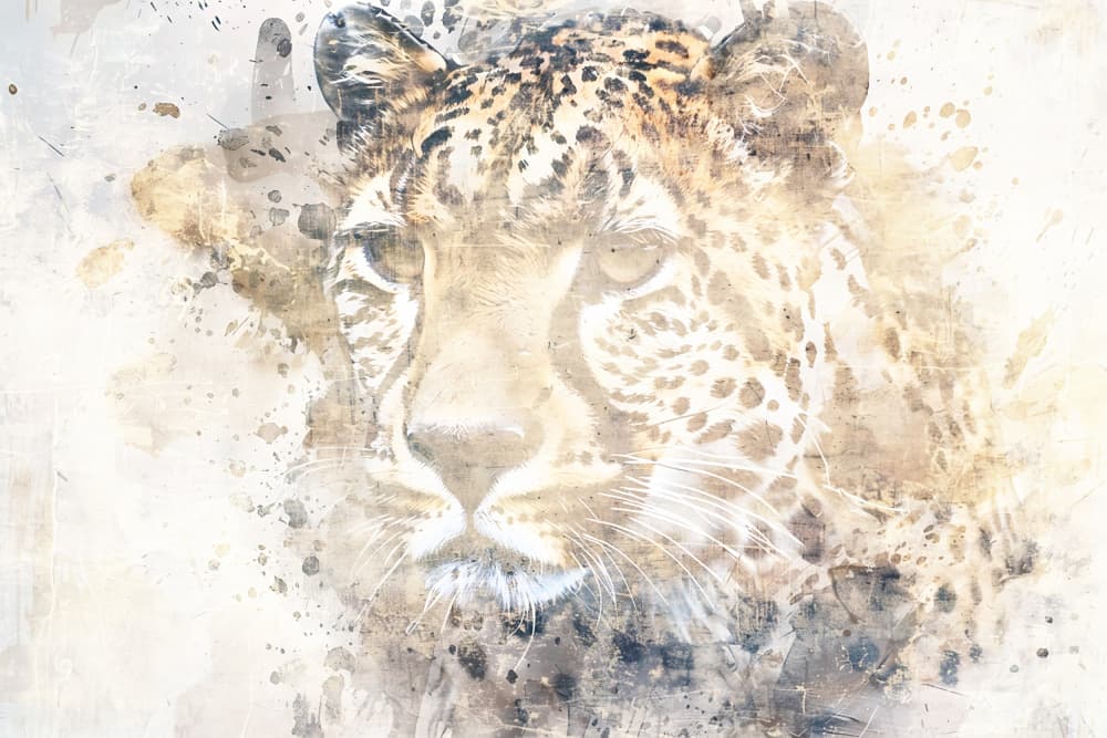Watercolor Leopard Portrait by Rafal Kulik — canvas wall art