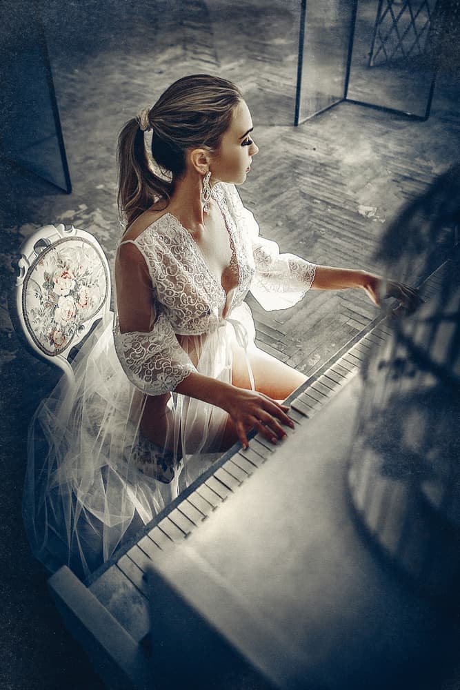 Elegant Piano Moment by Ruslan Bolgov — canvas wall art