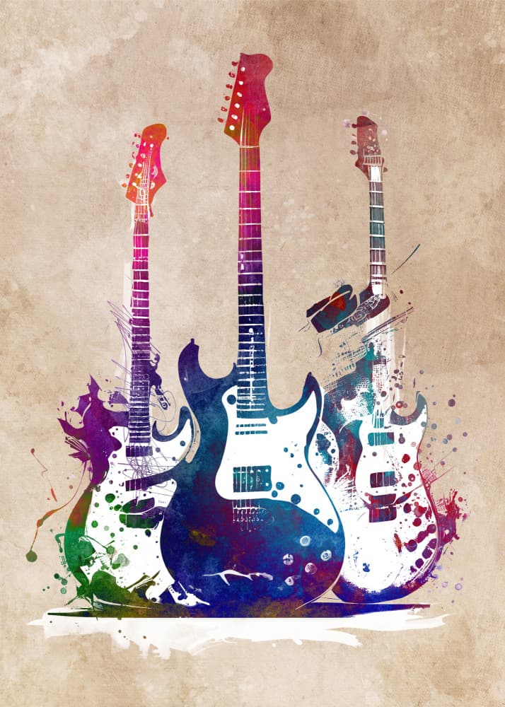 Vibrant Guitar Art by Justyna Jaszke — canvas wall art