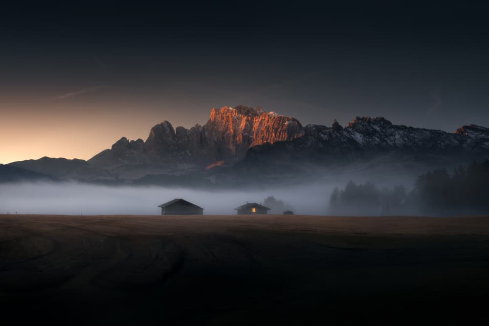 Misty Mountain Sunrise by NingYun Ye — canvas wall art