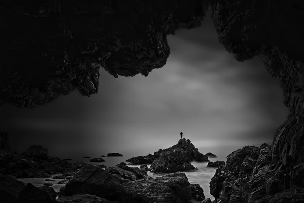 Solitary Figure Cave View by Rob Li — canvas wall art