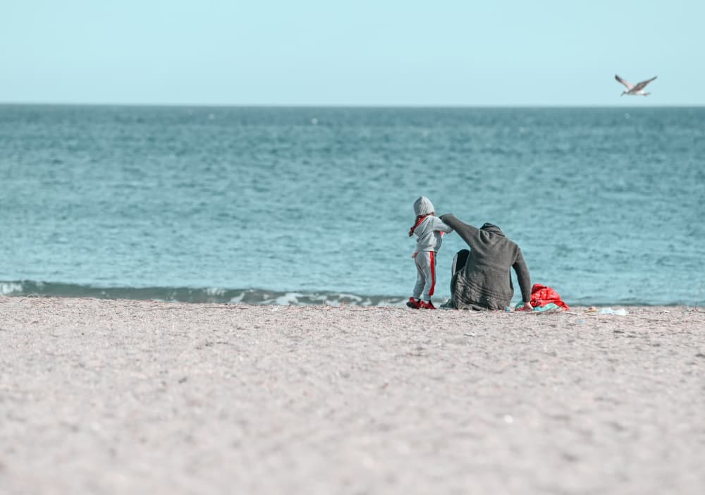 Beach Day Parent Child by Oana Vasileniuc — canvas wall art