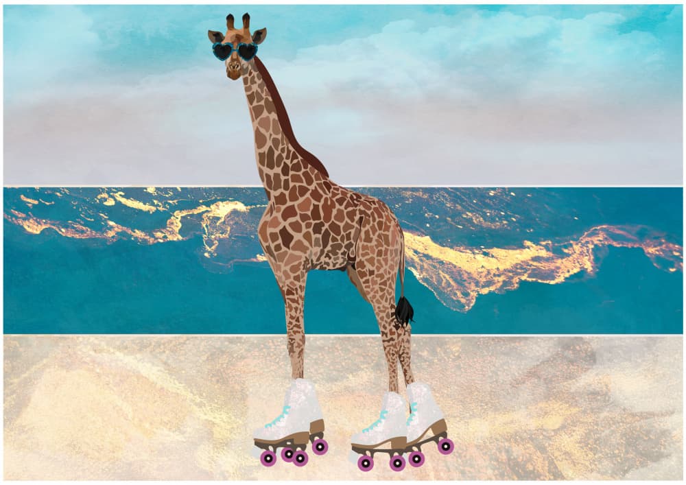 Cool Giraffe Skater by Sarah Manovski — canvas wall art