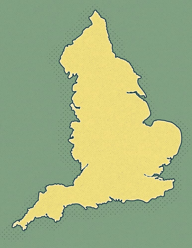England Country Map by Nicholas — canvas wall art