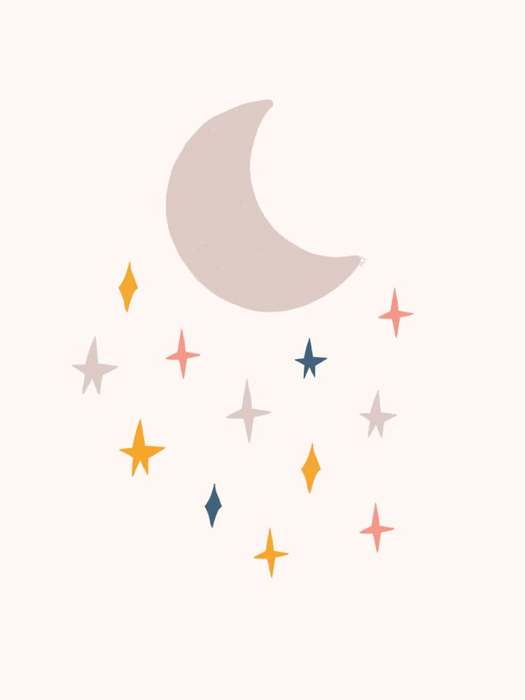 Dreamy Moon and Stars by Menina Lisboa — canvas wall art