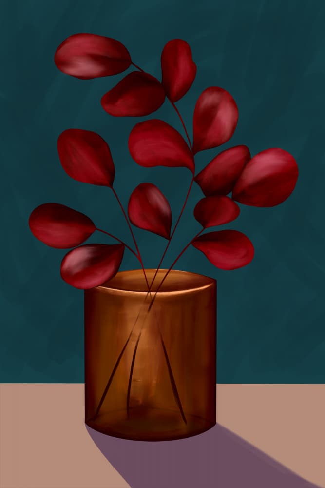 Ruby Leaf Still Life by EMELIEmaria — canvas wall art