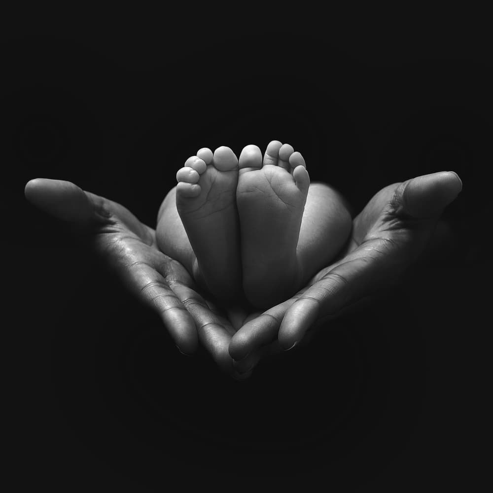 Baby Feet In Gentle Hands by Sebastien DEL GROSSO — canvas wall art