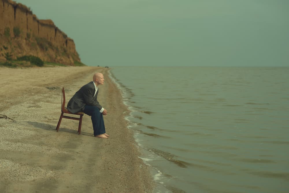 Pensive Man by Sea by Anna — canvas wall art