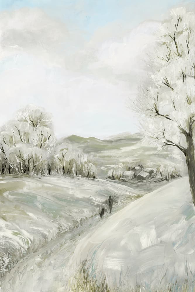 Snowy Winter Stroll by Rosana Laiz Blursbyai — canvas wall art