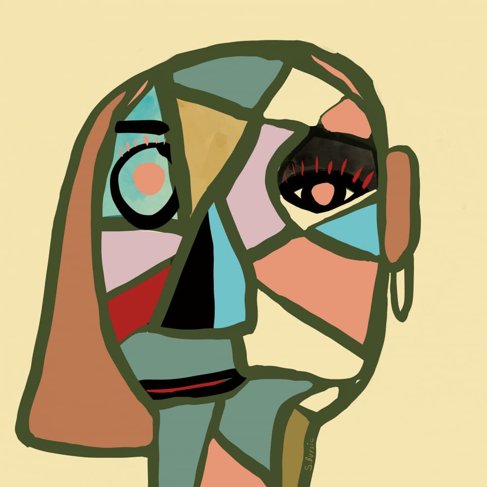 Geometric Abstract Portrait by Sharyn Bursic — canvas wall art