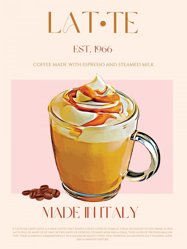 Italian Caramel Latte by Nazma Khokhar — canvas wall art