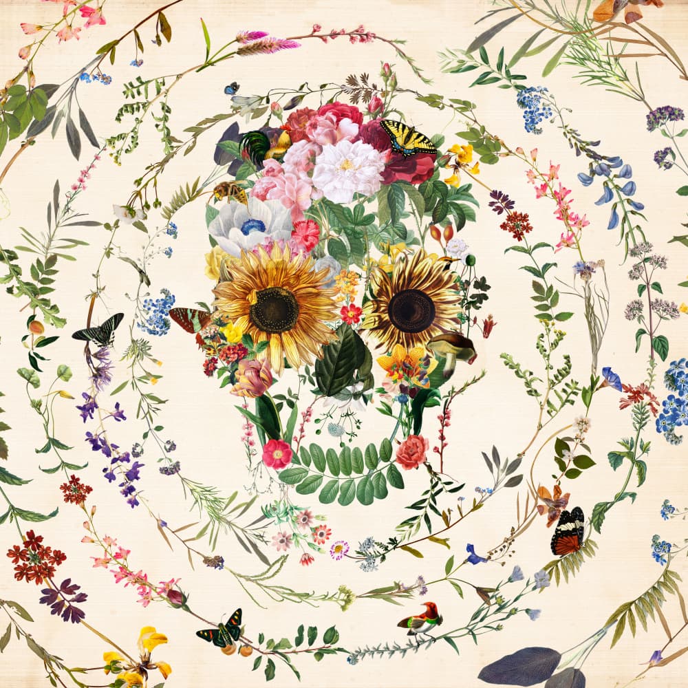 Vibrant Floral Skull by Ali Gulec — canvas wall art