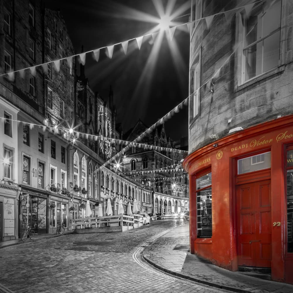 Historic Red City Street by Melanie Viola — canvas wall art
