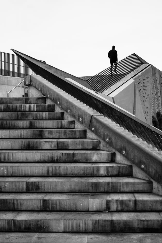 Monochrome Urban Ascent by Christian Schmahl — canvas wall art