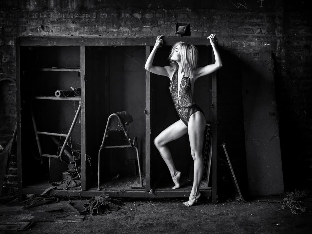Elegant Woman Industrial Pose by djaniru — canvas wall art