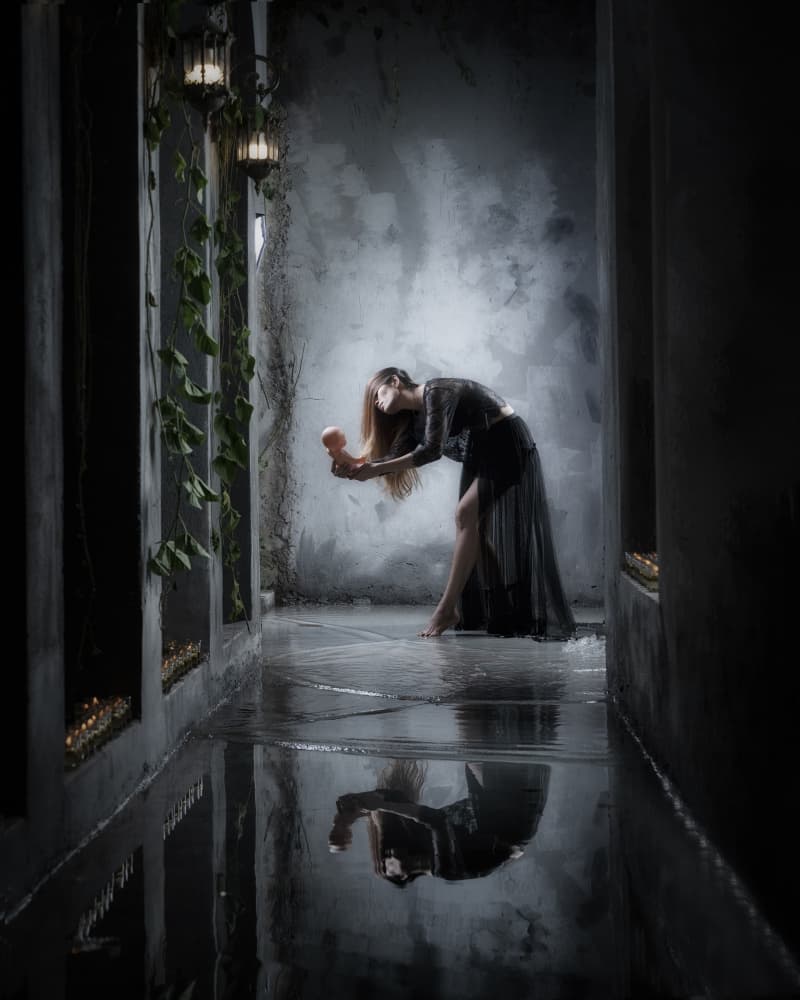 Mysterious Woman Reflection by Rini Widyantini — canvas wall art