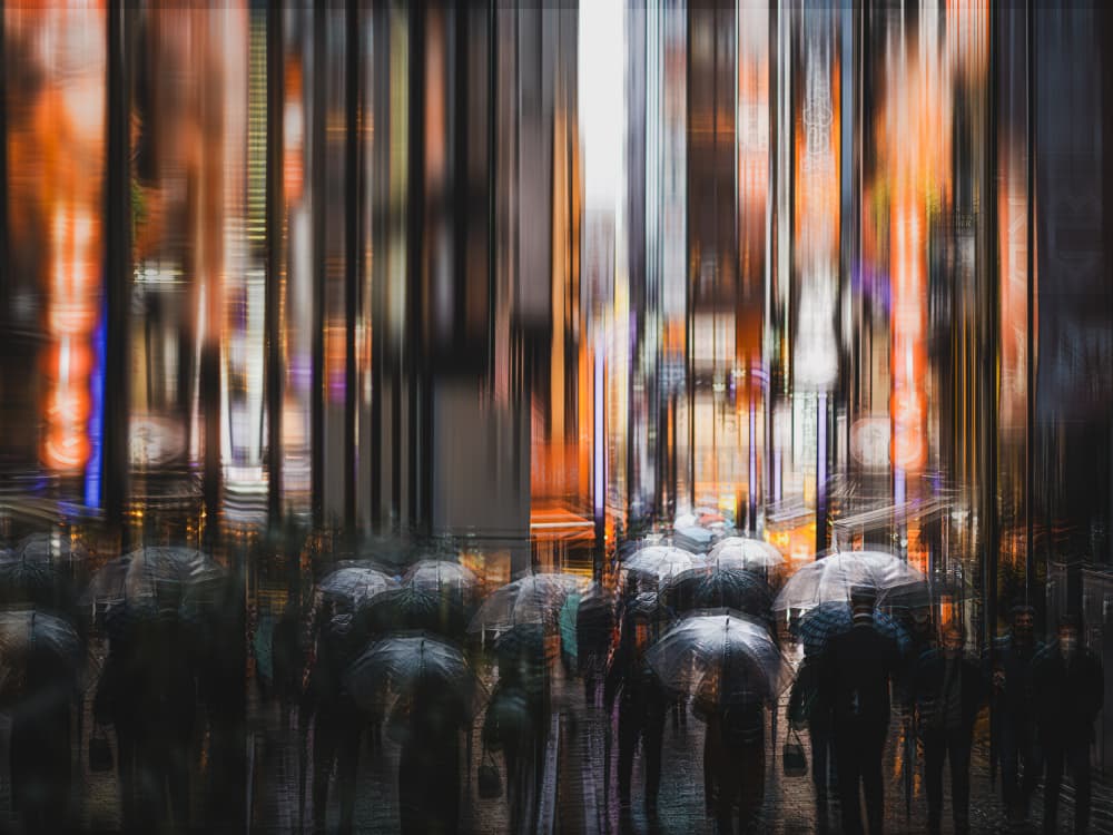 Rainy City Blur by Yuzo Fujii — canvas wall art