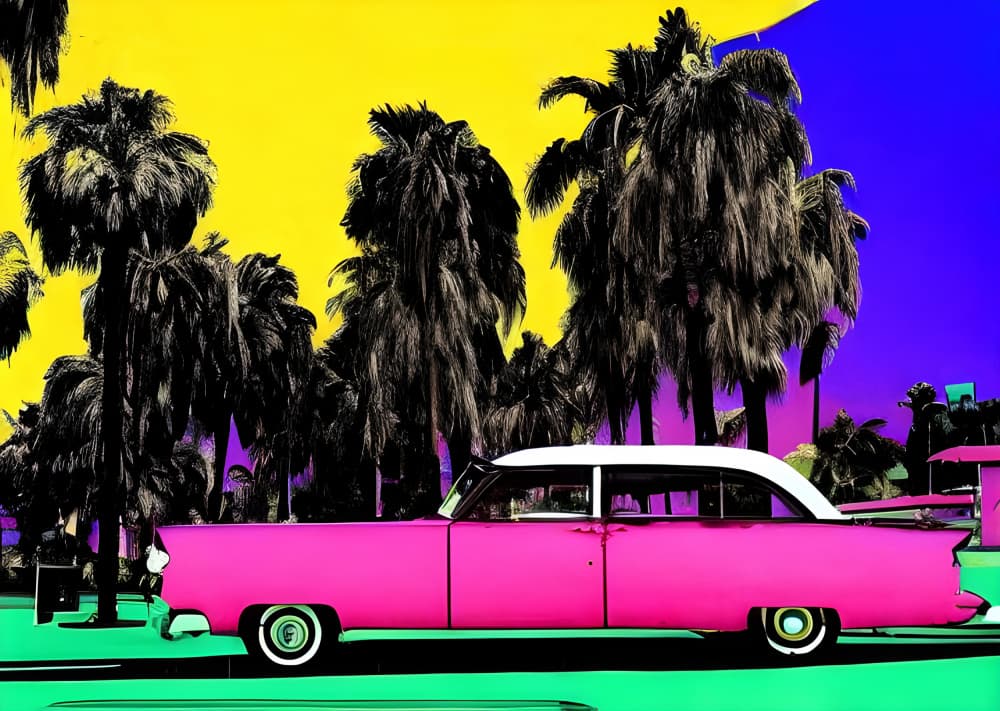 Pink Retro Palm Scene by Cicero Spin — canvas wall art