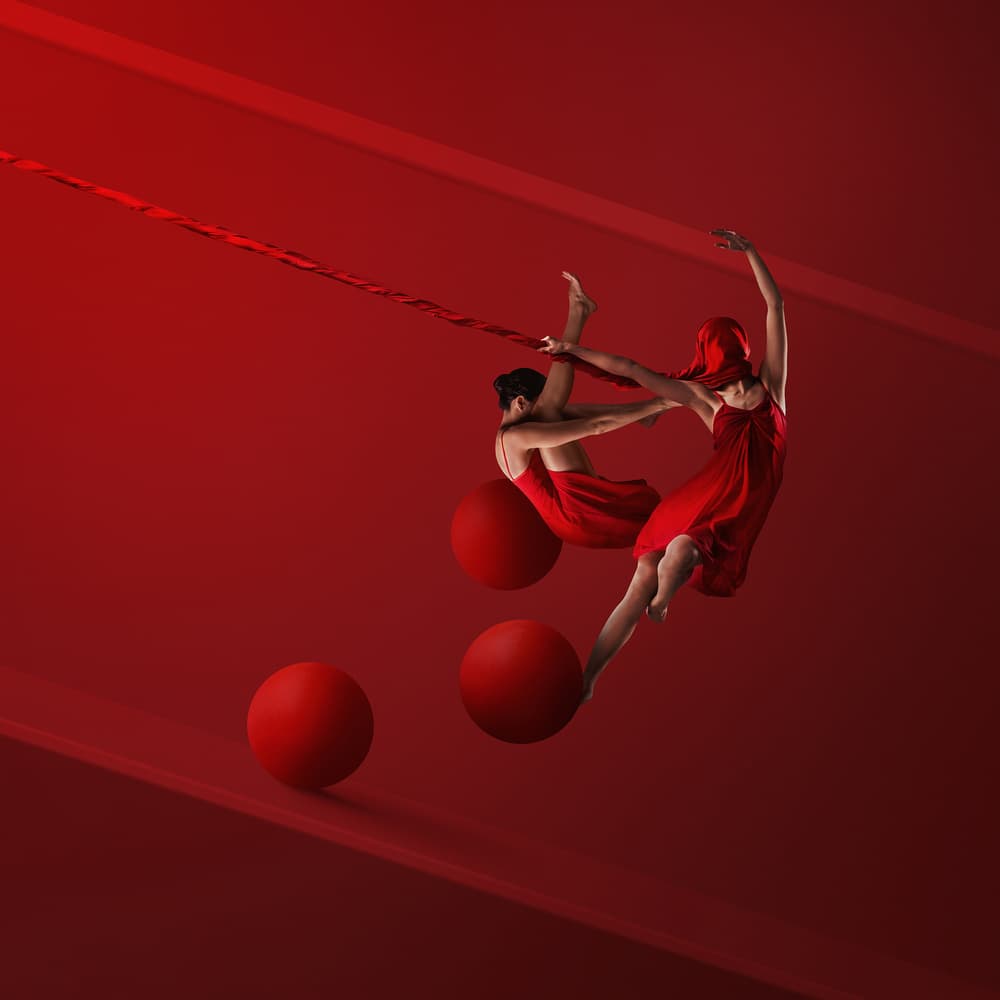 Floating Red Dancers by hardibudi — canvas wall art