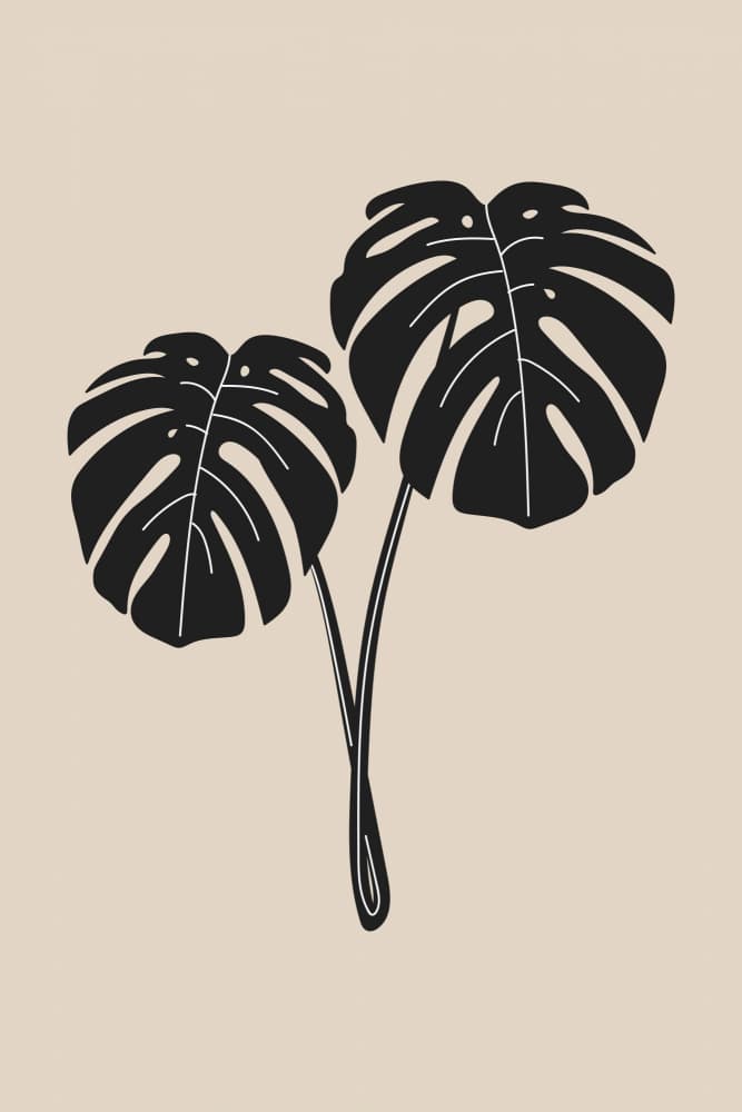 Minimal Monstera Leaves by Melloi Art Prints — canvas wall art