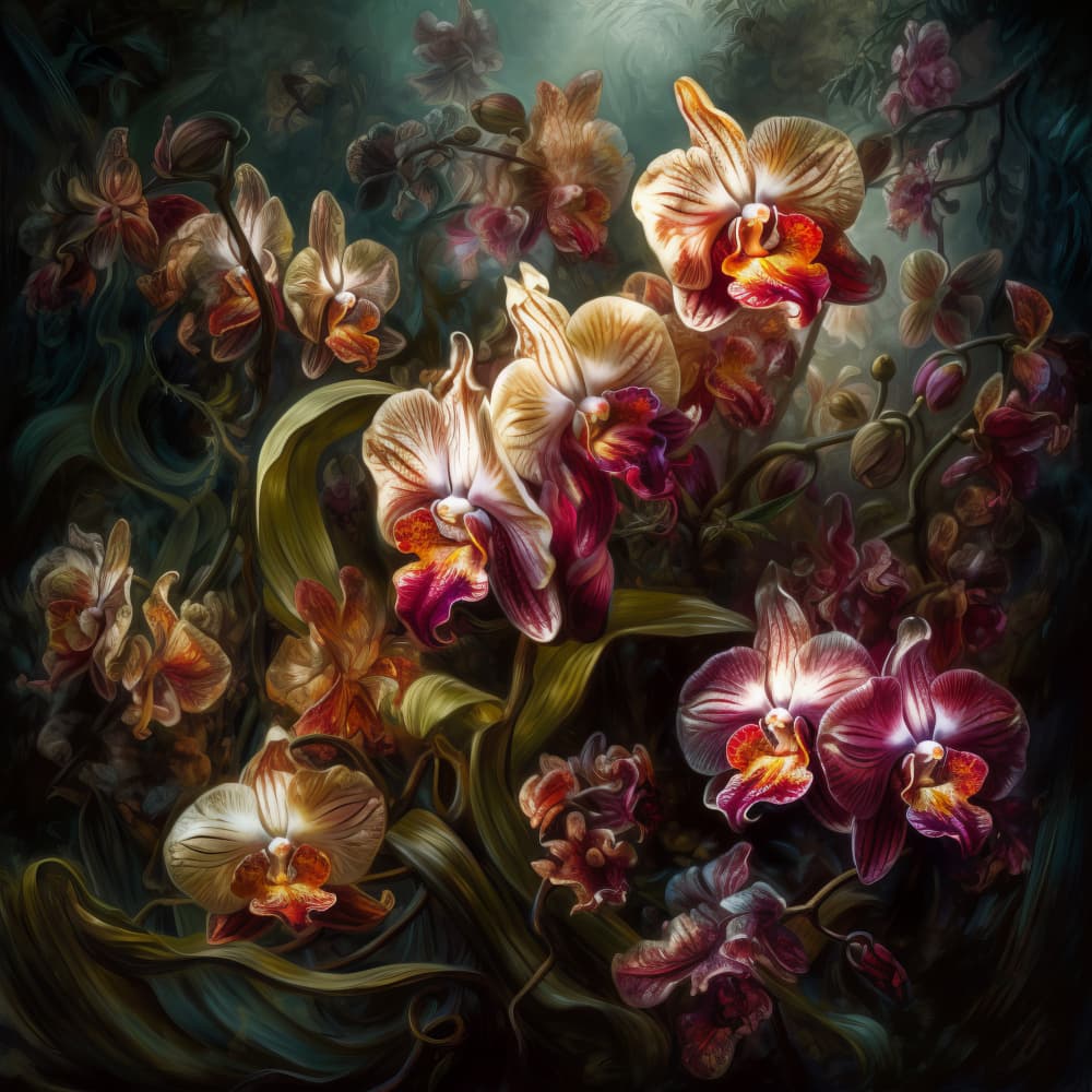 Vibrant Orchid Garden by Bilge Paksoylu — canvas wall art