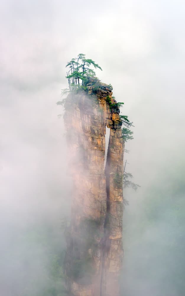 Misty Mountain Pillar by Hua Zhu — canvas wall art