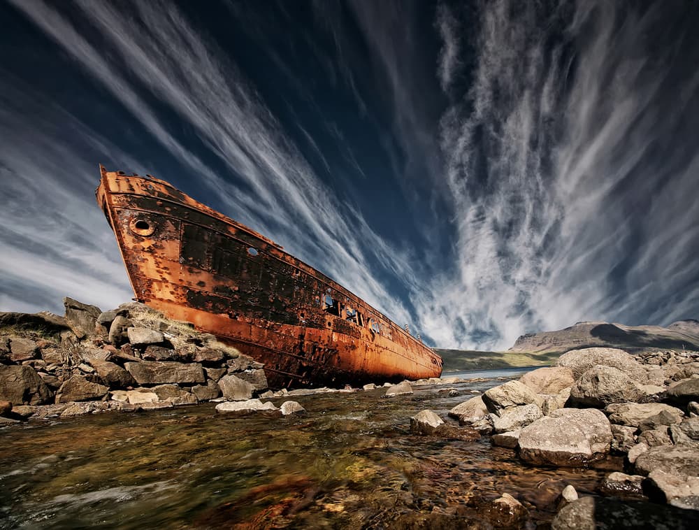 Rusty Shipwreck Drama by Þorsteinn H. Ingibergsson — canvas wall art