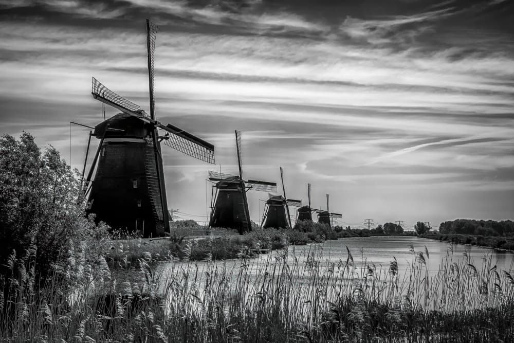 Dutch Windmill Landscape by Michel Groleau — canvas wall art