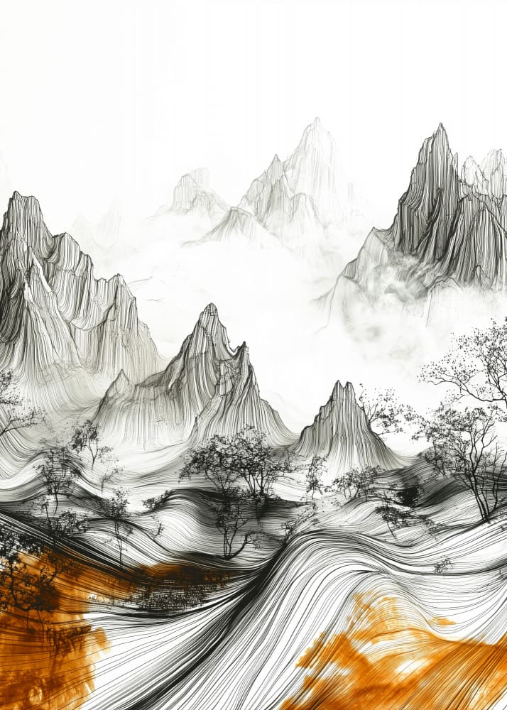 Misty Mountain Flow by Justyna Jaszke — canvas wall art