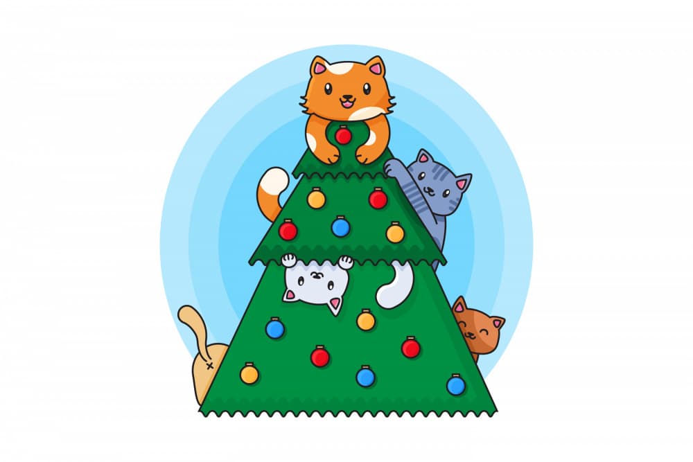 Playful Christmas Cats by Marika Barsrsind — canvas wall art