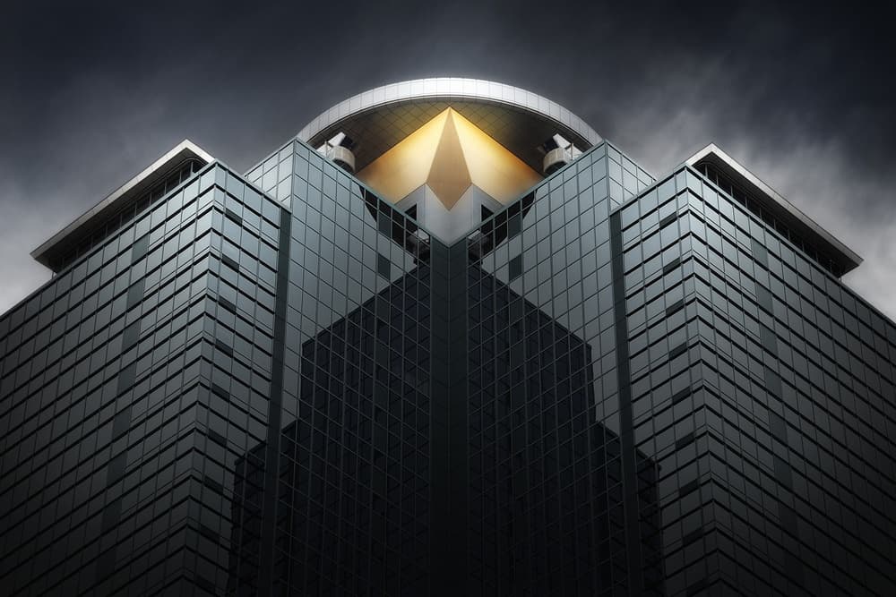 Golden Crown Skyscraper by Akira TAKAUE — canvas wall art