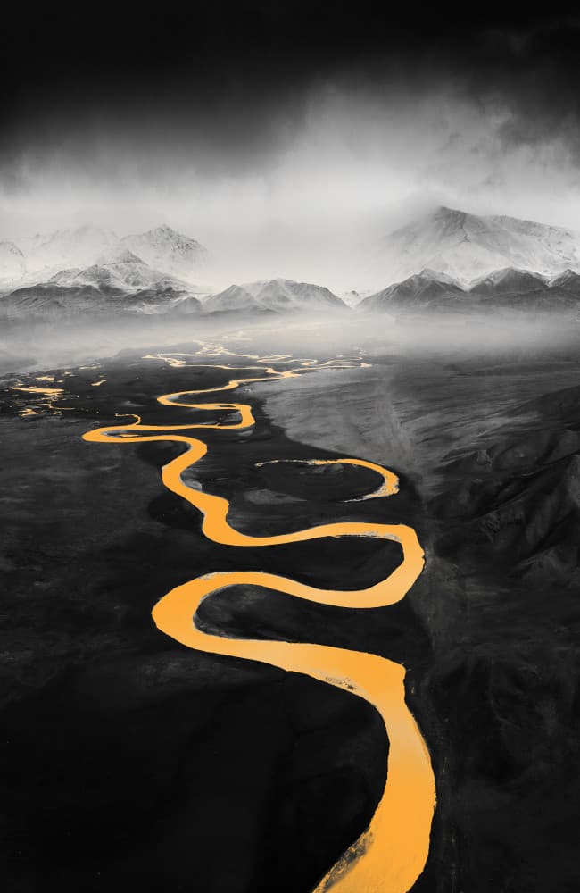 Winding Golden River by Bingo Z — canvas wall art
