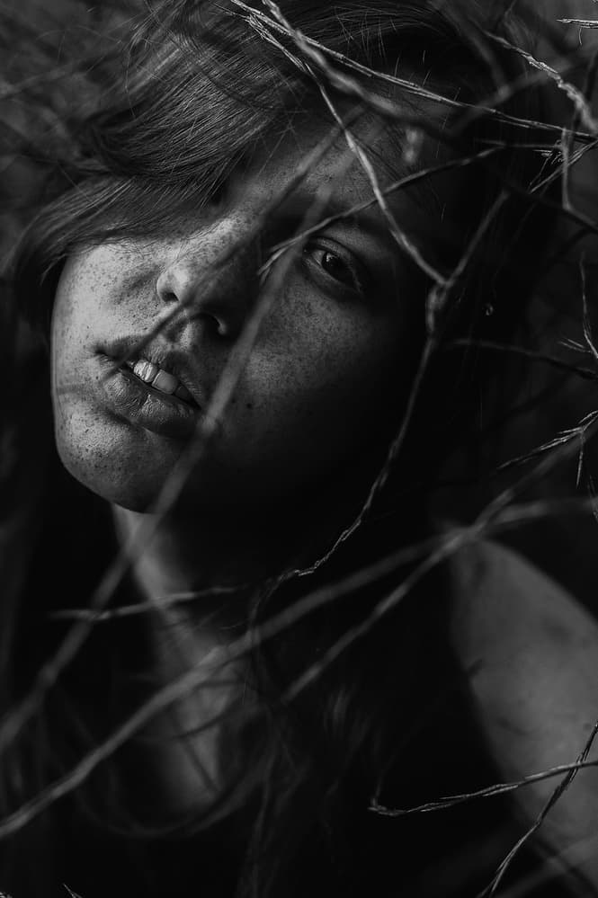 Mysterious Freckled Gaze by Barbora Biňovcová — canvas wall art