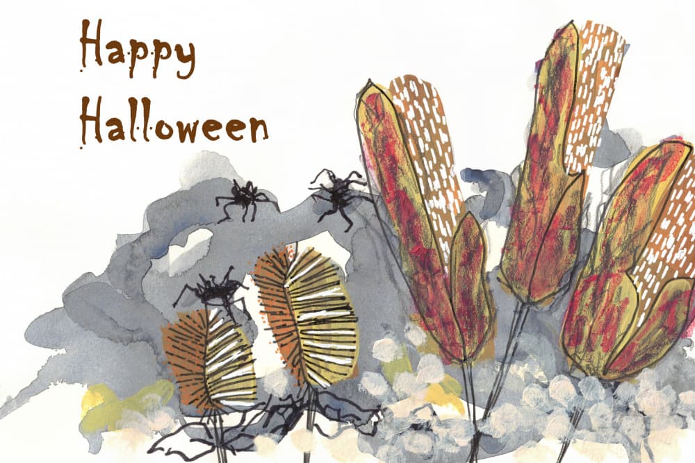 Happy Halloween Spiders by Lori Ann Folz — canvas wall art