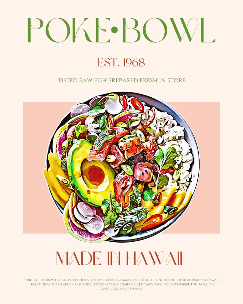 Hawaiian Poke Bowl by Nazma Khokhar — canvas wall art