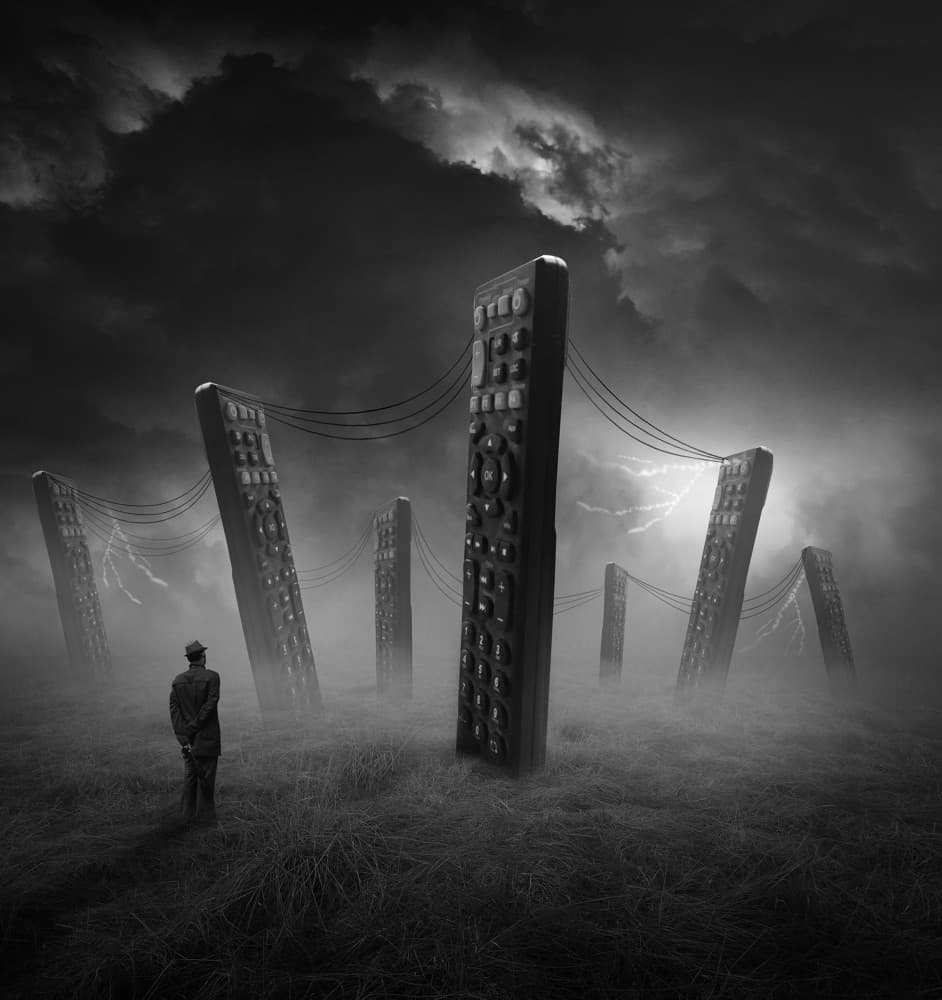 Giant Remote Control Landscape by Hari Sulistiawan — canvas wall art