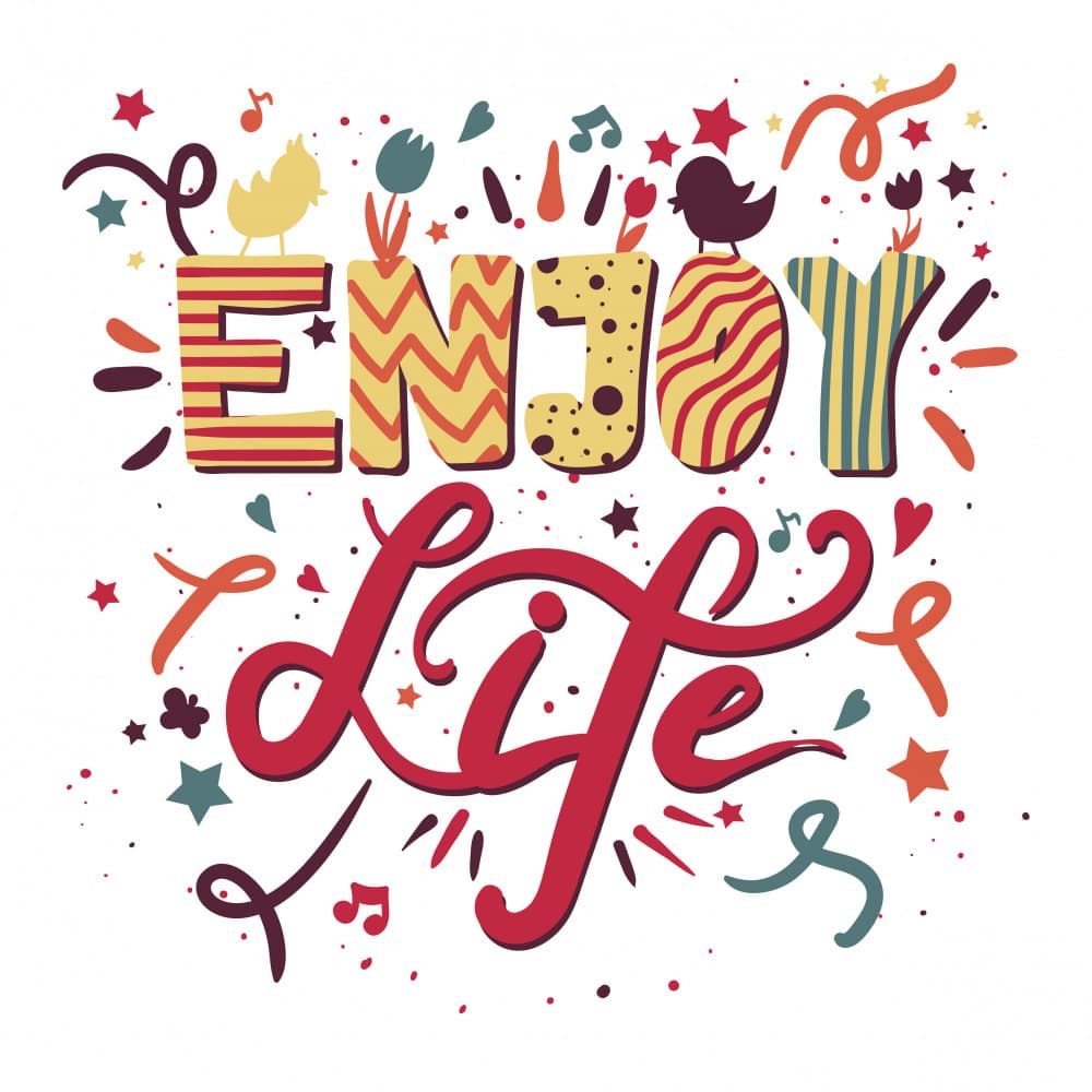 Colorful Enjoy Life Message by Marika Barsrsind — canvas wall art