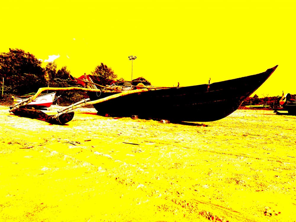 Golden Beach Boats by Santhosh ch — canvas wall art