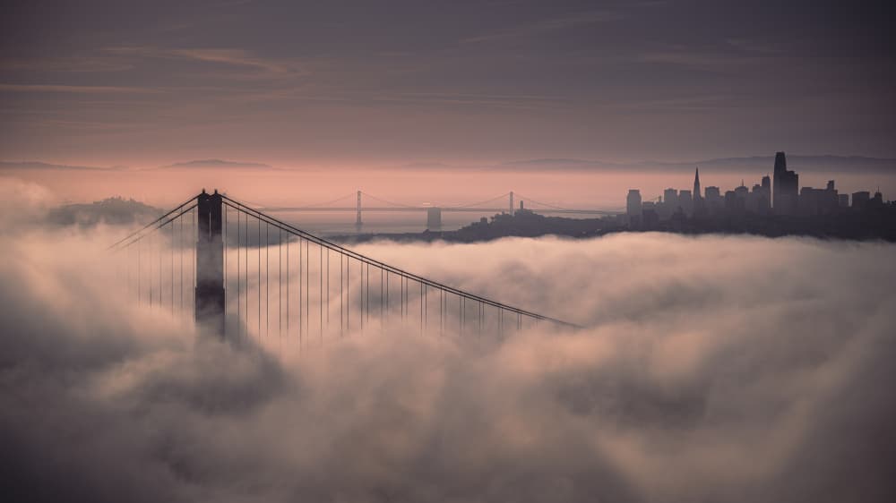 Golden Gate Foggy City by Robbert Ladan — canvas wall art
