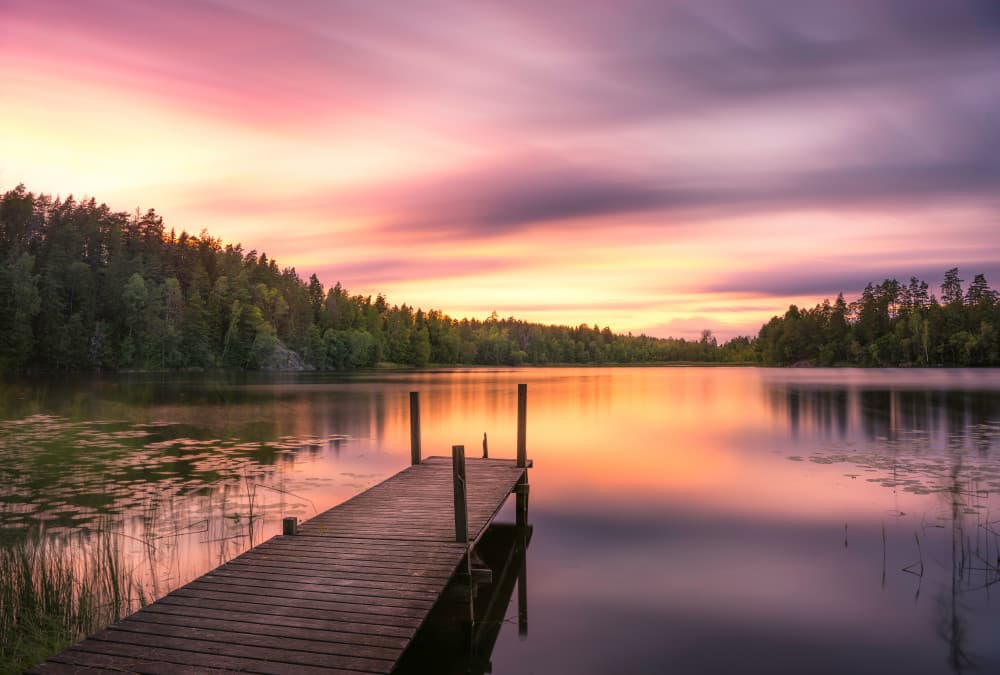 Peaceful Lake Sunset by Christian Lindsten — canvas wall art