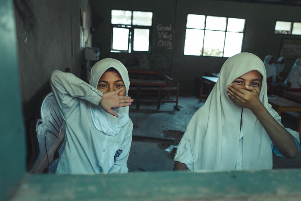 Shy Classroom Smiles by UU — canvas wall art