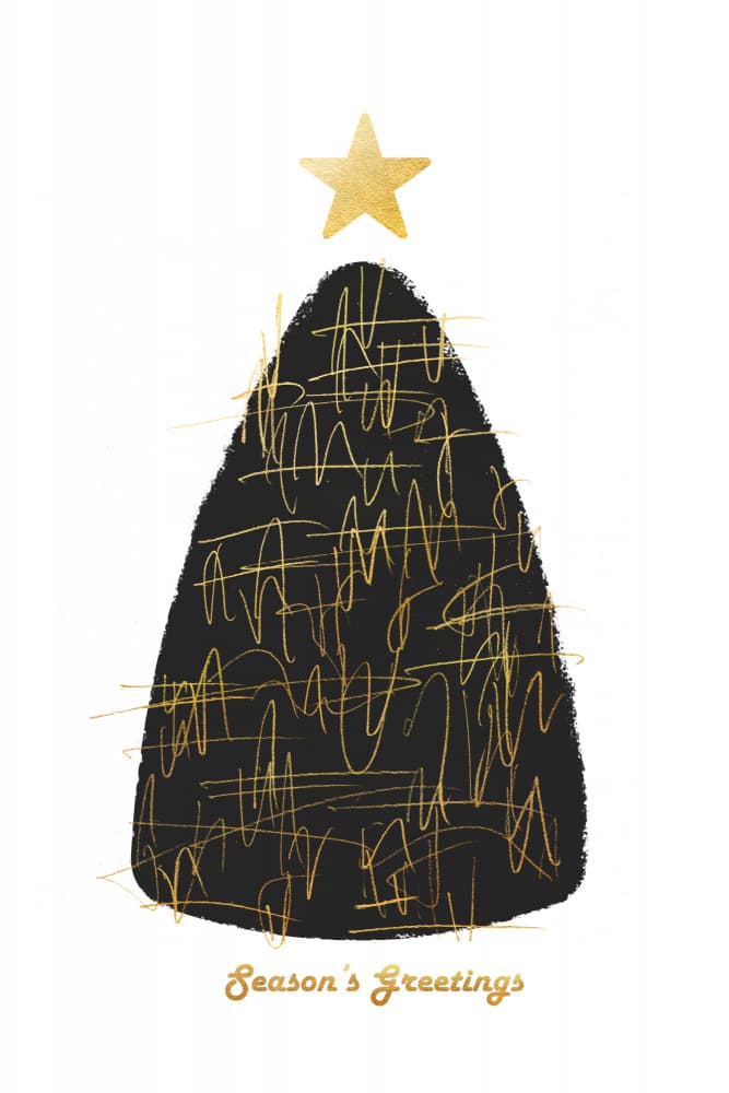 Black Gold Christmas Tree by amini54 — canvas wall art