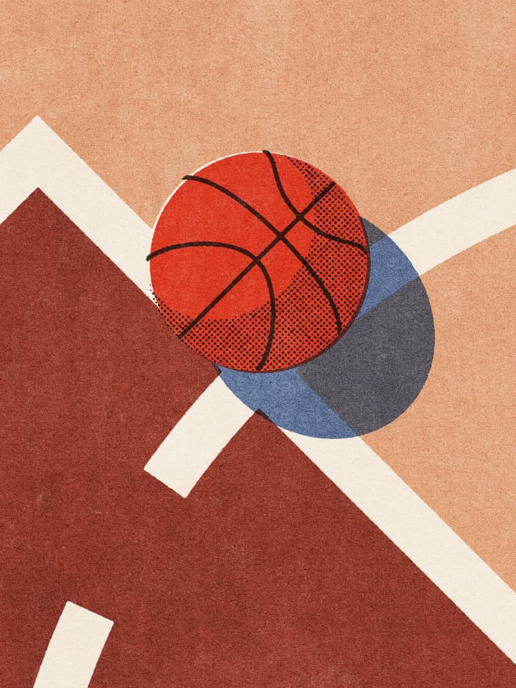 Retro Basketball Court by Daniel Coulmann — canvas wall art