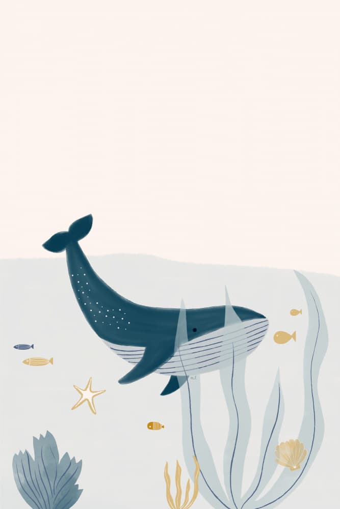 Peaceful Ocean Whale by Menina Lisboa — canvas wall art