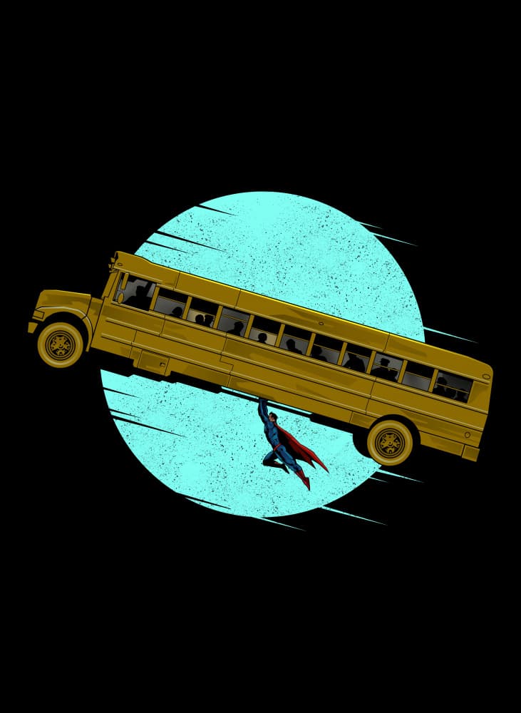 Flying Hero Bus Rescue by Adam Lawless — canvas wall art