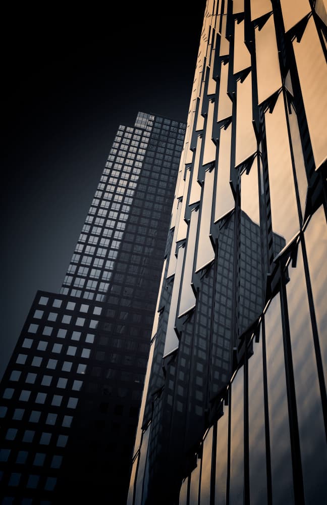 Golden Skyscraper Facades by Annette Guo — canvas wall art